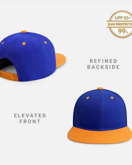 CHOK.LIDS Flat Bill Visor Classic Snapback Hat Blank Adjustable Brim High Top End Trendy Color Style Plain Tone Baseball Cap