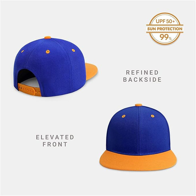 CHOK.LIDS Flat Bill Visor Classic Snapback Hat Blank Adjustable Brim High Top End Trendy Color Style Plain Tone Baseball Cap