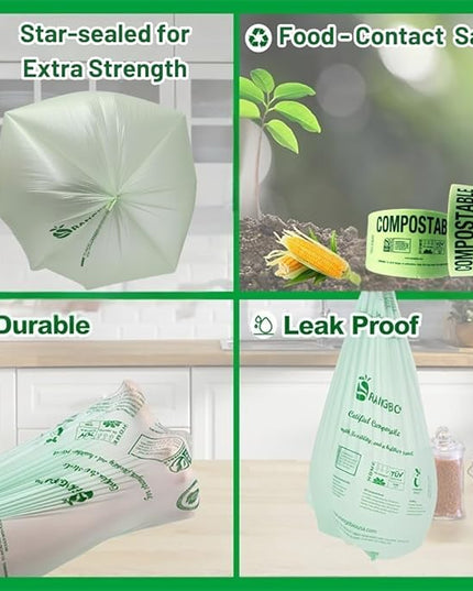OrangeBio Certified Home Compostable Produce Bags, 800 Count, 15 x 17 Inches, Hold Up to 14 Lbs, ASTM D6400, EN 13432, US BPI & Europe OK Compost Home Certified