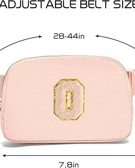 Gitus Gifts for 8 9 10 11 12 Year Old Girls Belt Bag Fanny Pack Crossbody Bags with Initial Letter Patch Cute Stuff Birthday Gifts for Teen Girls Women Personalized Trend Stuff (Coral Pink-O)