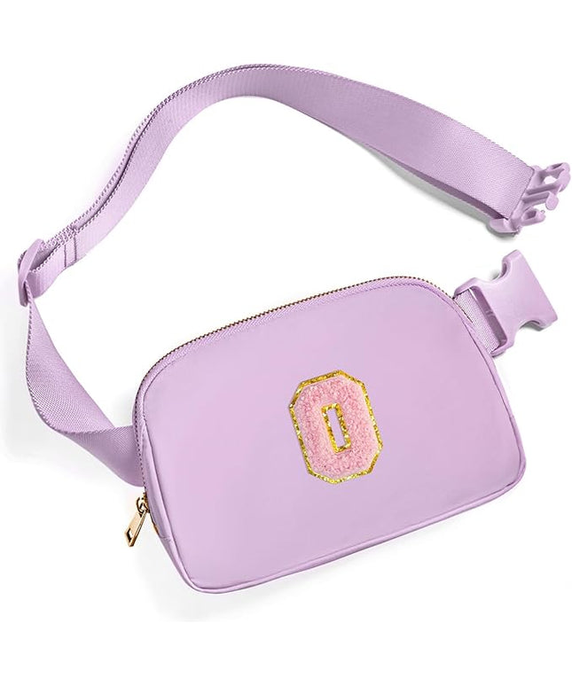 Gitus Initial Belt Bag Fanny Pack Crossbody Bag for Girls Birthday Gifts Age 8-10 Teen Girl Gifts Trend Stuff Personalized Letter Gifts for Daughter Sister (Lavender-O)