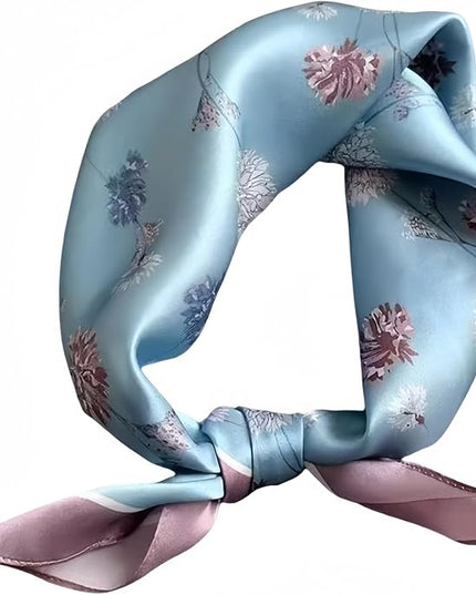 MINIDORA Satin Scarves for Women 27.5 × 27.5 inches Medium Square Elegant Silk Feeling Head Scarf