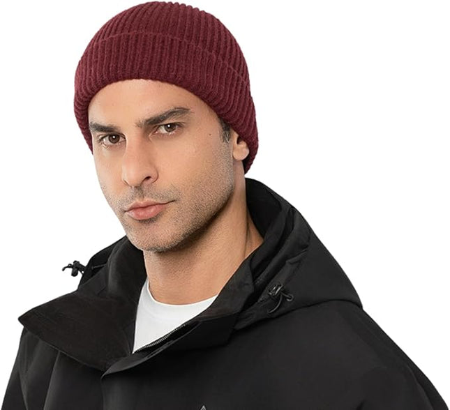 Stylish Wool Knit Short Cuff Fisherman Beanie for Men and Women Unisex Warm Winter Hat