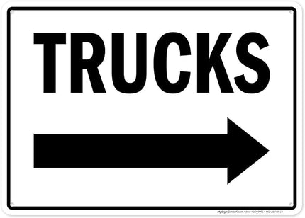 Trucks Right Sign, 10x14 Inches, 55 mil thick HDPS (high density polystyrene), Made in USA by My Sign Center