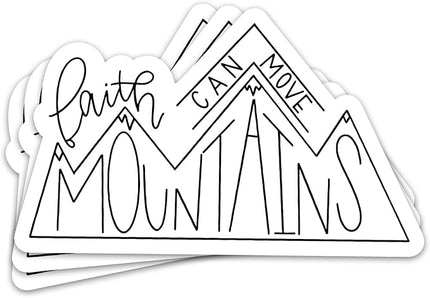 3PCs Faith Can Move Mountains Sticker Religious Inspirational Bible Verse Sticker Minimalist Christian Faith Scripture Waterproof Vinyl Stickers for Water Bottle Journal Laptop Decals 3x1.8 Inches