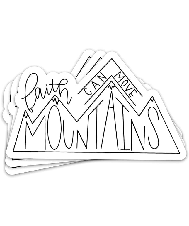 3PCs Faith Can Move Mountains Sticker Religious Inspirational Bible Verse Sticker Minimalist Christian Faith Scripture Waterproof Vinyl Stickers for Water Bottle Journal Laptop Decals 3x1.8 Inches
