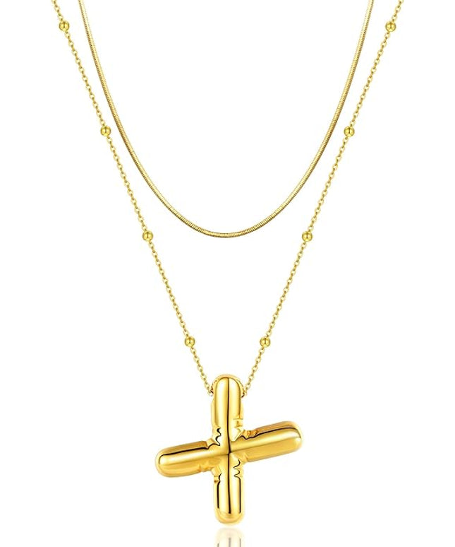 LUCA SMITH Initial Necklaces for Women, Dainty Balloon Bubble Letter, Name Letter Alphabet Pendant Layered Choker Chain Jewelry Gift