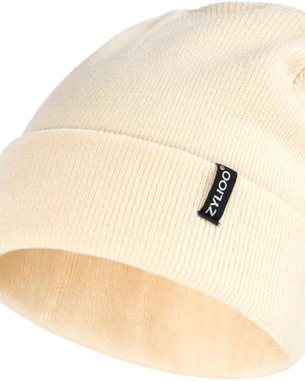 Zylioo Oversize Beanie Hats, XXL Big Size Ribbed Knit Cuffed Winter Hat for Cold Weather, Warm Skull Watch Cap