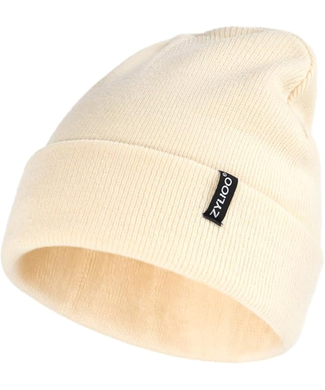 Zylioo Oversize Beanie Hats, XXL Big Size Ribbed Knit Cuffed Winter Hat for Cold Weather, Warm Skull Watch Cap