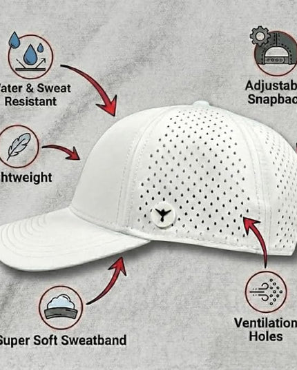 PHNX FIT Performance Snapback Hat for Men & Women - Water Resistant & Sweat Wicking, Lightweight Workout Cap | Running | Golf