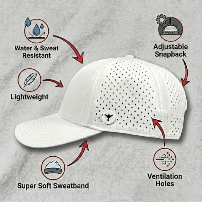 PHNX FIT Performance Snapback Hat for Men & Women - Water Resistant & Sweat Wicking, Lightweight Workout Cap | Running | Golf