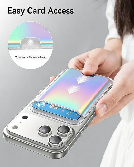 TWZKG for MagSafe Wallet, 3 Card Holder, Slim Magnetic Phone Wallet for iPhone 17/16/15/14/13/12 Pro Max Plus Air Series,RFID Blocking Vegan Leather,Rainbow