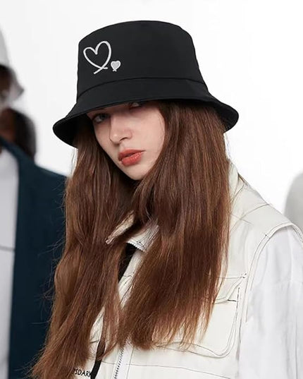 XYIYI Fashion Embroidery Bucket Hat Cotton Beach Fisherman Hats for Women Girls