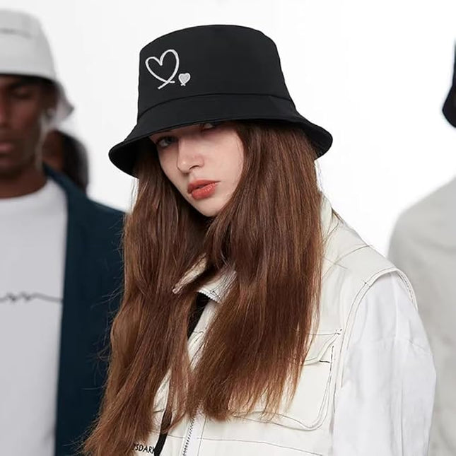 XYIYI Fashion Embroidery Bucket Hat Cotton Beach Fisherman Hats for Women Girls