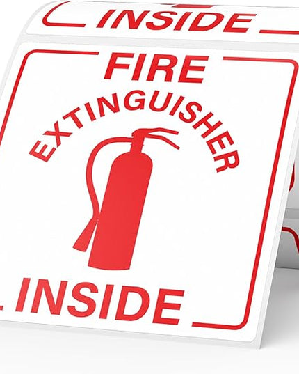 Fire Extinguisher Inside Sticker 200 PCS Self Adhesive 3 Inch Waterproof Vinyl Roll Sticker Safety Decal for Truck Trailer Business Equipment Warehouse