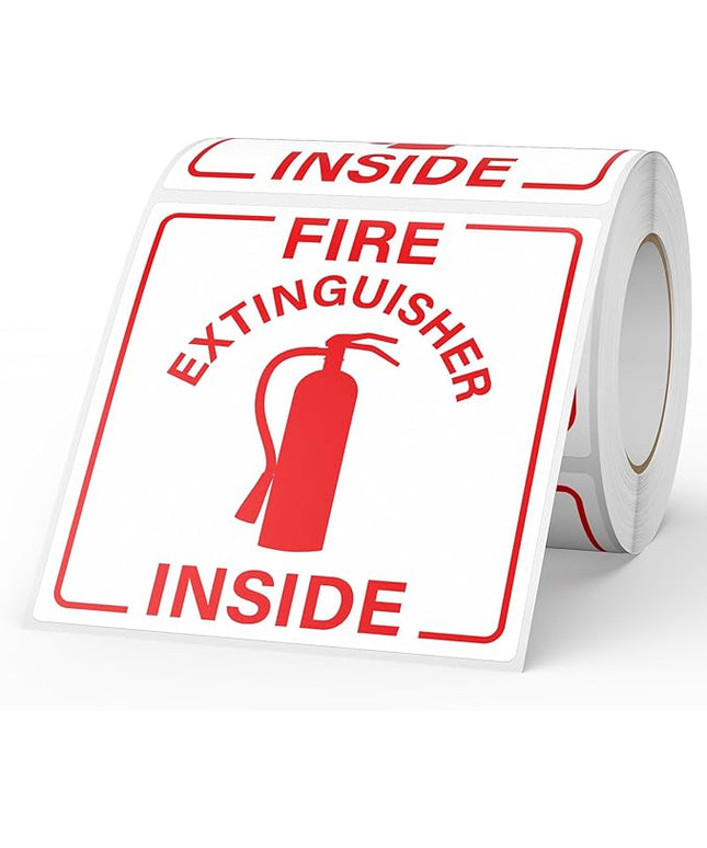 Fire Extinguisher Inside Sticker 200 PCS Self Adhesive 3 Inch Waterproof Vinyl Roll Sticker Safety Decal for Truck Trailer Business Equipment Warehouse