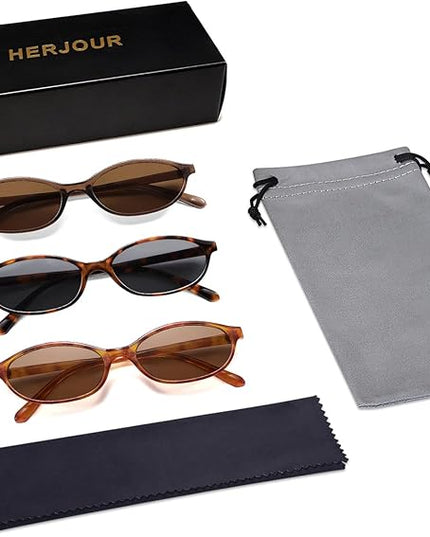 Retro Oval Cat Eye Sunglasses for Women Y2k Trendy Narrow Sunnies Designer Sun Glasses AR82253