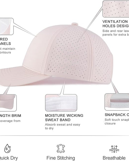 VOBOOM Men Quick Dry Baseball Cap Laser Cut Mesh Ball Curved Brim Snapback Hat