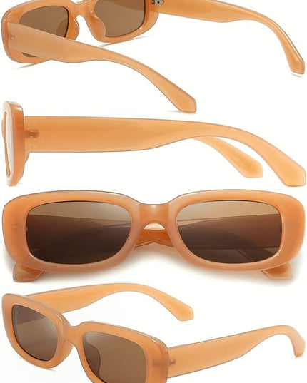 Dollger Rectangle Sunglasses for Women Men Trendy Retro Fashion Sunglasses UV 400 Protection Square Fram