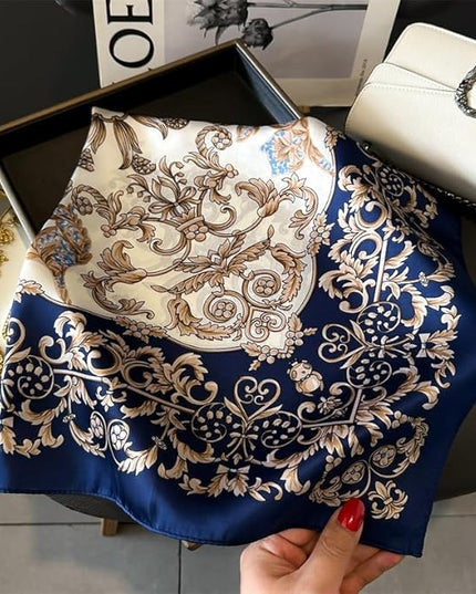 MINIDORA Satin Scarves for Women 27.5 × 27.5 inches Medium Square Elegant Silk Feeling Head Scarf