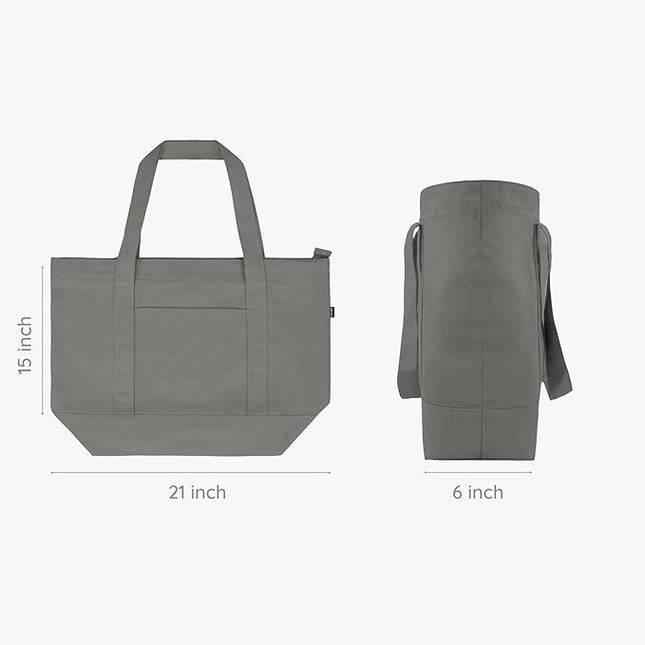 Eco Right Canvas Tote Bag for Women with Zip & Inner Pocket, 100% Organic Cotton Tote Bags for Men, Shopping, Beach