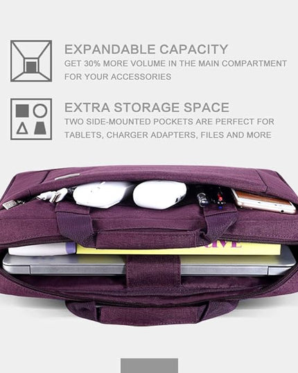 Voova Laptop Bag Case 17 17.3 Inch Computer Sleeve Messenger Bag with Shoulder Strap Expandable Waterproof Large Capacity Business Briefcase for Work Travel Fit 17-18” Laptop, Women Ladies, Purple