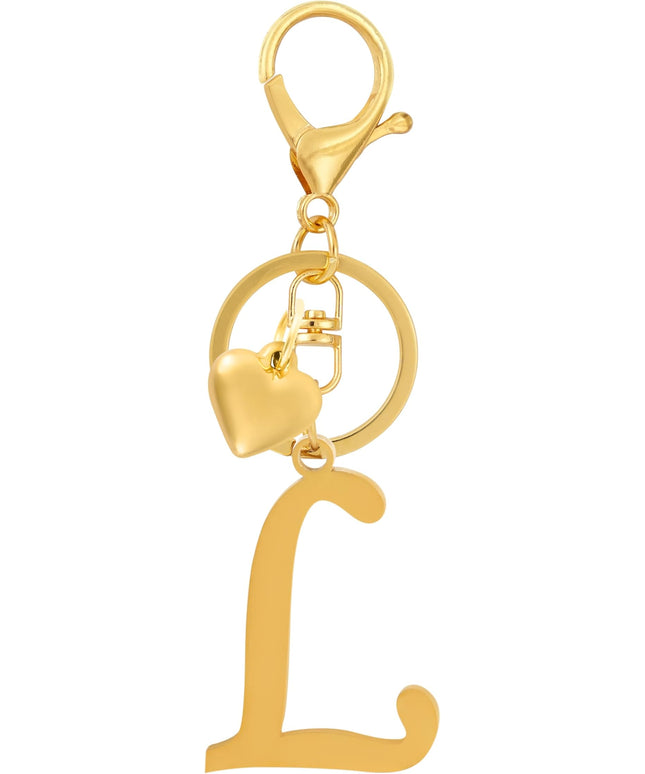A-Z Heart Initial Letter Keychain, Stainless Steel Alphabet Charm for Handbags, Gift for Women and Girls