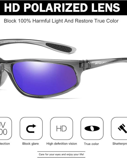FAGUMA Polarized Sports Sunglasses For Men Cycling Driving Fishing UV400 Protection