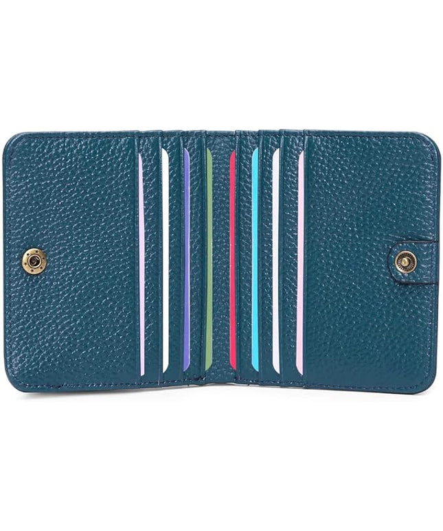 Plinvo Real Leather Small Wallet for Women Coin Pouch RFID Blocking Bifold Credit Card Holder Mini Wallet for Ladies (Blue)