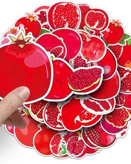 Pomegranate Stickers for Kids Girls Boys Teens|50 Pcs| Aesthetic Waterproof Vinyl Stickers for Laptop Water Bottle Phone Cup Tablet Luggage Car Flasks, Unique Fruit Decals Pack(Pomegranate-50Pcs)