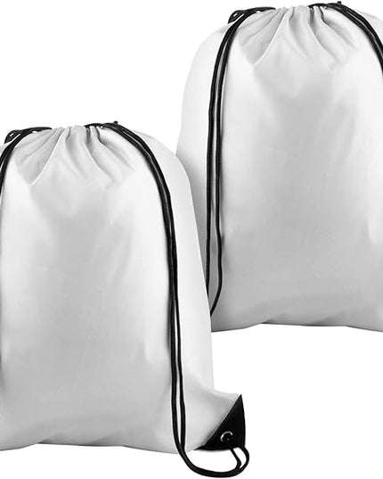 KUUQA 2 Pcs White Drawstring Backpack Drawstring Bag Bulk Sports Cinch Bags String Backpack Storage Bags for Gym Traveling