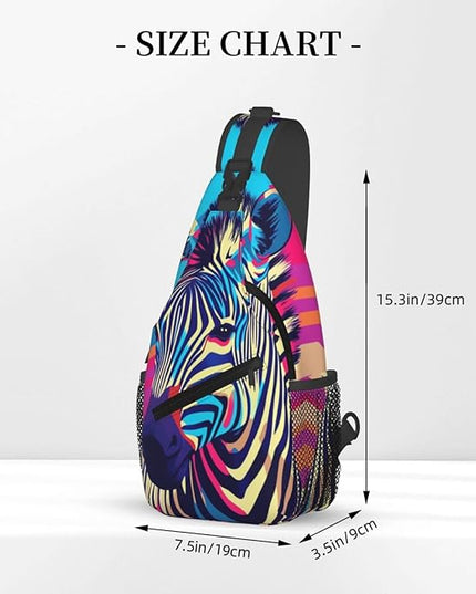 Animal Face Sling Bag Crossbody Bags Chest Bag Backpack for Travel Running and Hiking for Men Women Colorful Zebra