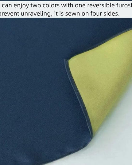 Vtrbwze Furoshiki Japanese Wrapping Cloth,Eco Gift Wrap Paper,Reversible Solid Color,27.6 inches Large Reusable Bento Bag Placemats for Lunch Boxes Eco-bag Christmas Birthday Gift (Navy Blue + Green)