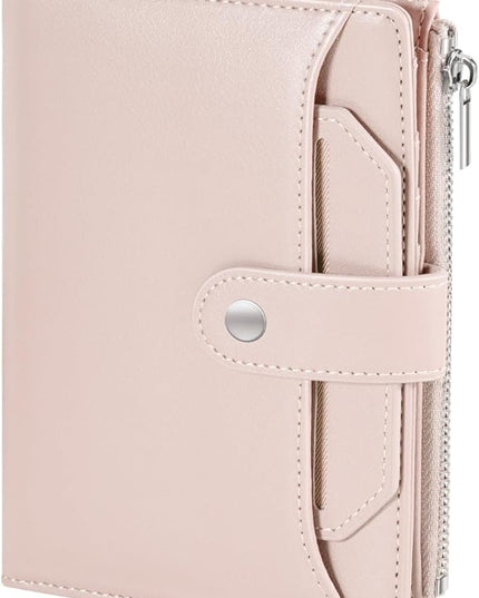 Dadanism RFID Passport Holder for Travel, Pu Leather Passport Wallet Cover with Card Holders, SIM Slots, Zippered Coin Pocket and Cash Slot, Slim Compact Travel Wallet for Women, Pink