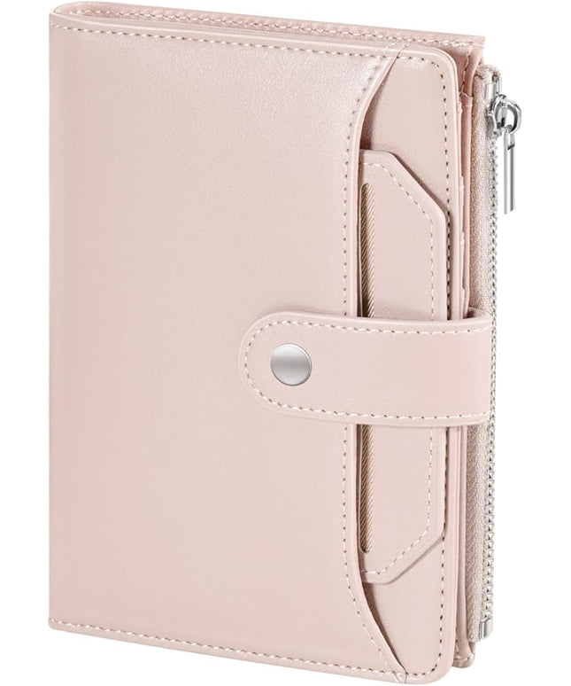 Dadanism RFID Passport Holder for Travel, Pu Leather Passport Wallet Cover with Card Holders, SIM Slots, Zippered Coin Pocket and Cash Slot, Slim Compact Travel Wallet for Women, Pink