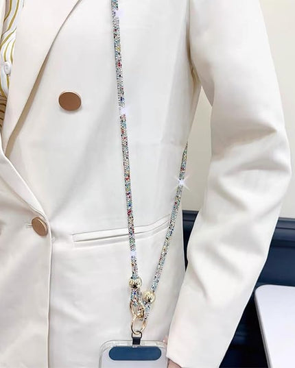 Crystal Phone Lanyard for Women Sparkling Crossbody Phone Strap with Full Rhinestone Bling Anti-Theft Phone Strap