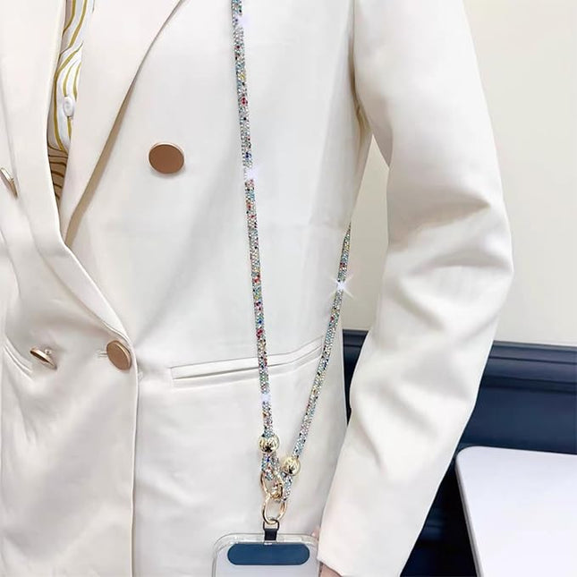 Crystal Phone Lanyard for Women Sparkling Crossbody Phone Strap with Full Rhinestone Bling Anti-Theft Phone Strap