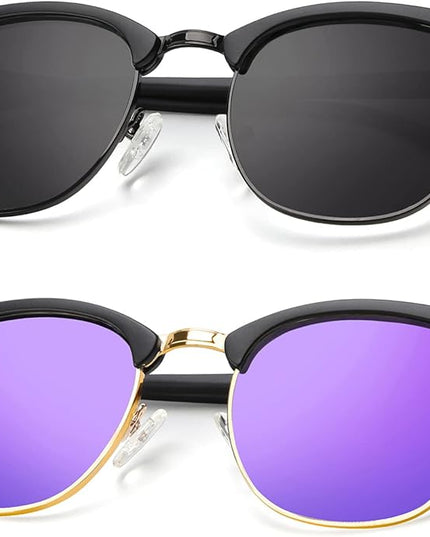 KALIYADI Polarized Sunglasses for Men and Women Semi-Rimless Frame Driving Sun glasses UV Blocking