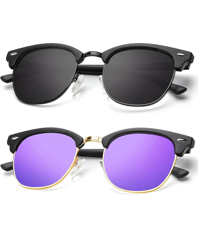KALIYADI Polarized Sunglasses for Men and Women Semi-Rimless Frame Driving Sun glasses UV Blocking