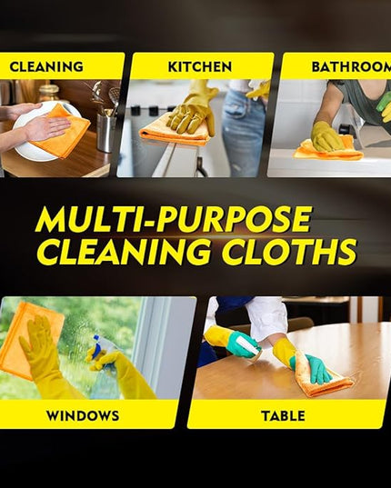 HOMEXCEL Yellow Microfiber Cleaning Cloths 12 Pack, 12.5 x 12.5 inch Microfiber Towel for Cars, Ultra Absorbent Car Washing Cloth, Lint Free Streak Free Cleaning Rags for Car, Kitchen, and Window