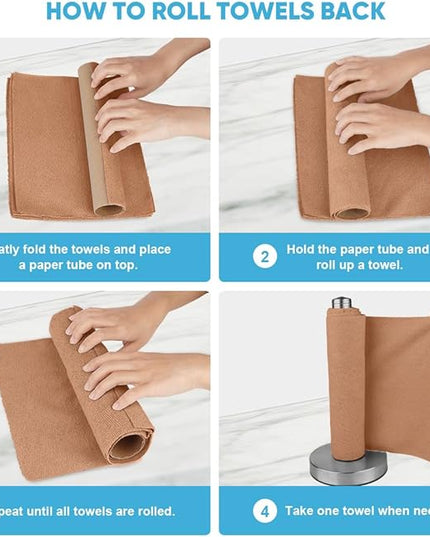 AIDEA Microfiber Cleaning Cloth Roll, 50PK, Reusable Paper Towels Tear Away Cloth, Microfiber Towels Washable Shop Rags, Lint Free Cleaning Rags for House, Kitchen, Window, 11.5"×11.5", Coffee