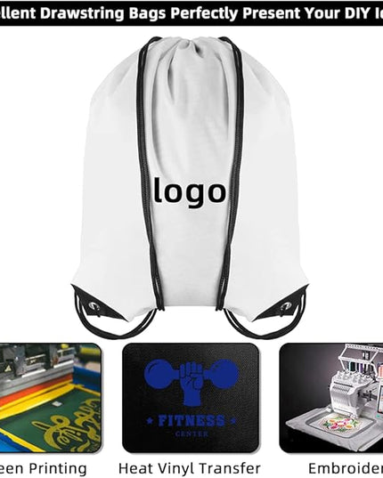 GoodtoU Drawstring Backpack Bulk, 20 Pcs Draw String Bags Cinch Bag Gym Sackpack for Women & Men, White