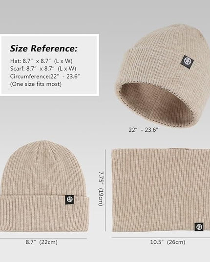 Warm Winter Beanie Hat & Scarf Gloves Set Stylish Knit Skull Cap for Men Women