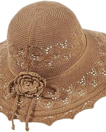 Women Straw Sun Hat Foldable Beach Hat Wide Brim Floppy Bucket Hat