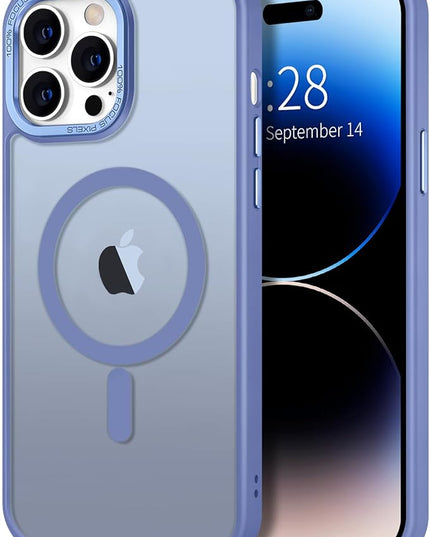 Hython Case for iPhone 14 Pro Case Magnetic Translucent Matte Phone Cases 6.1" [Compatible with MagSafe] Thin Slim Fit Shockproof Bumper Hard Protective Cover for Women Men Girls, Light Blue