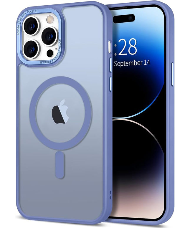 Hython Case for iPhone 14 Pro Case Magnetic Translucent Matte Phone Cases 6.1" [Compatible with MagSafe] Thin Slim Fit Shockproof Bumper Hard Protective Cover for Women Men Girls, Light Blue
