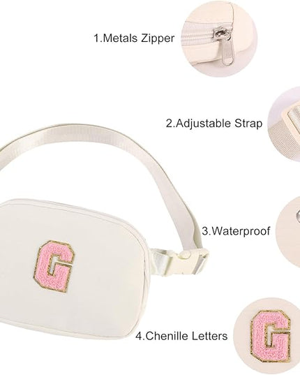 Glratn Initial Letter Fanny Pack for Girls,Patch Belt Bag,Toddler Crossbody Bags，Gifts for 3 4 5 6 7 8 9 10 11 37 Year Old Teens Kids,Christmas Graduation Gifts for Teen Girls ，(Beige-X)