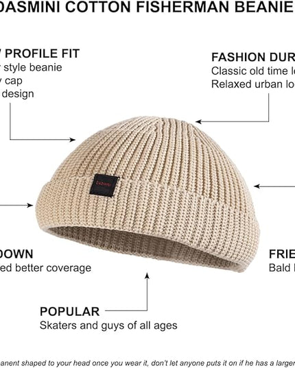Fisherman Beanie Hats for Men Women,Knit Trawler Skull Cap,Watch Cap,Spring Fall Winter Warm Short Hats