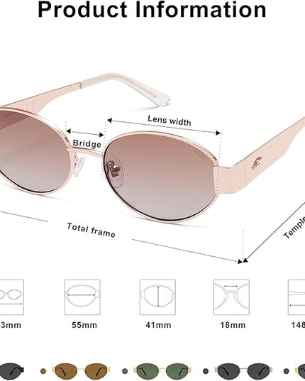 SOJOS Retro Oval Sunglasses for Women Trendy Classic Shades UV400 Protection SJ1256