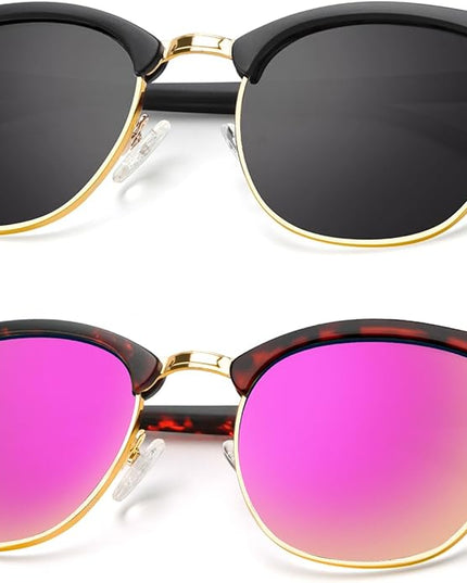 KALIYADI Polarized Sunglasses for Men and Women Semi-Rimless Frame Driving Sun glasses UV Blocking